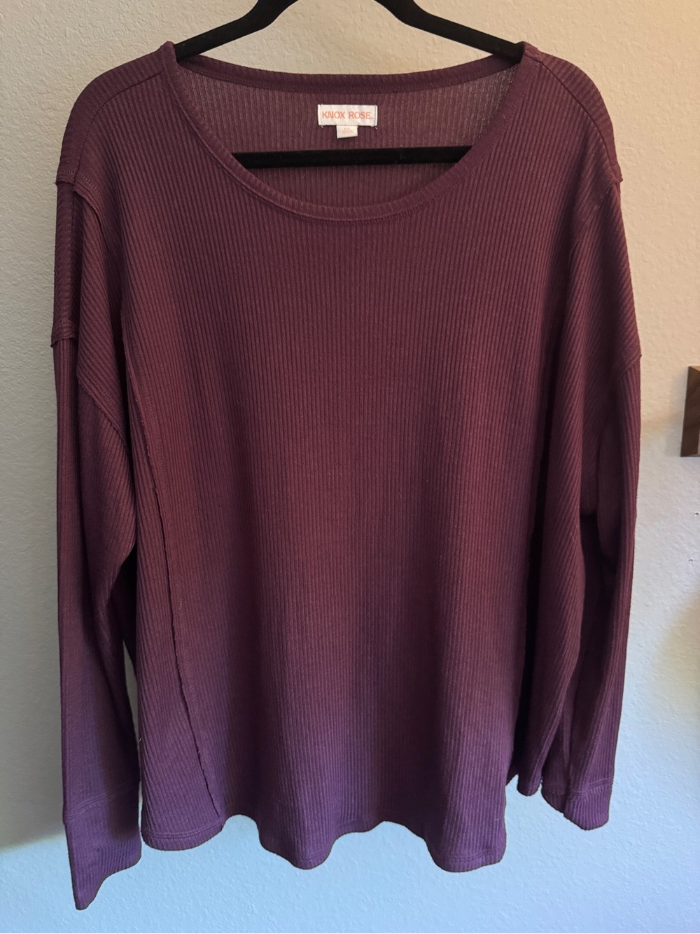 Knox Rose Ribbed Long Sleeve Top - Plum Burgundy